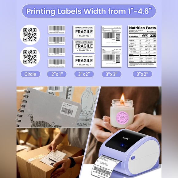 Bluetooth Shipping Label Printer Wireless Thermal. Package, Business, Mail, Ship - Picture 4 of 5